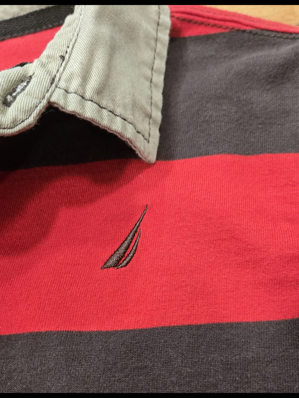 Nautica Boys' Red & Black Striped Rugby Shirt Size 12-14 (XL)